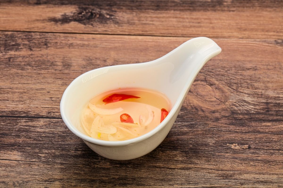 Vientnamese vinegar sauce with chili and garlic.